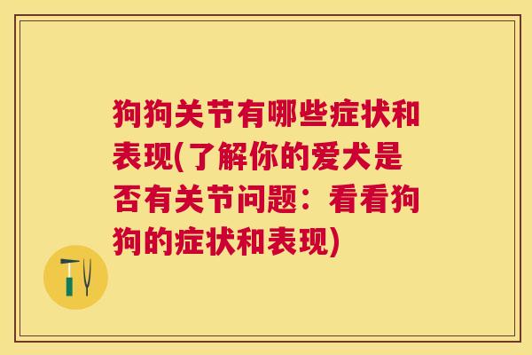狗狗关节有哪些症状和表现(了解你的爱犬是否有关节问题:看看狗狗的症状和表现)