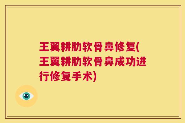 王翼耕肋软骨鼻修复(王翼耕肋软骨鼻成功进行修复手术) 王翼耕肋软骨鼻修复(王翼耕肋软骨鼻成功进行修复手术)