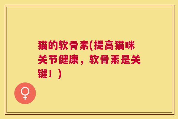 猫的软骨素(提高猫咪关节健康,软骨素是关键!)
