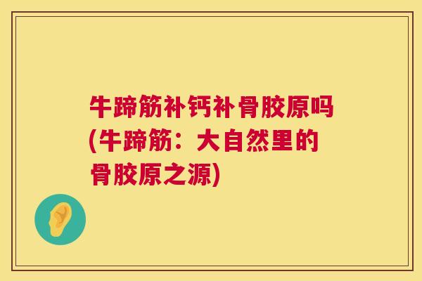 牛蹄筋补钙补骨胶原吗(牛蹄筋:大自然里的骨胶原之源)