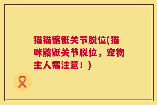 猫猫髂骶关节脱位(猫咪髂骶关节脱位,宠物主人需注意!) 猫猫髂骶关节脱位(猫咪髂骶关节脱位,宠物主人需注意!)