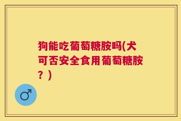 狗能吃葡萄糖胺吗(犬可否安全食用葡萄糖胺?)