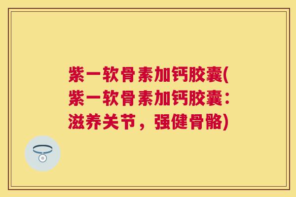 紫一软骨素加钙胶囊(紫一软骨素加钙胶囊:滋养关节,强健骨骼)