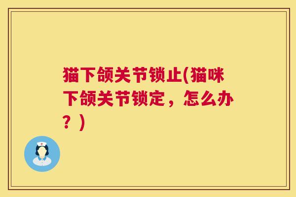 猫下颌关节锁止(猫咪下颌关节锁定,怎么办?)