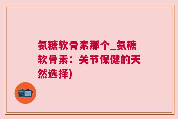 氨糖软骨素那个_氨糖软骨素:关节保健的天然选择)