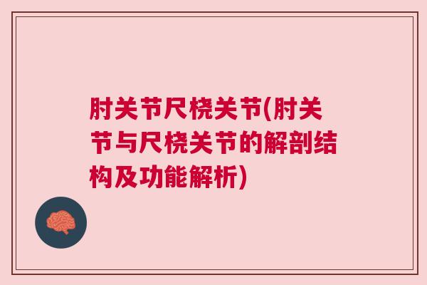 肘关节尺桡关节(肘关节与尺桡关节的解剖结构及功能解析) 肘关节尺桡关节(肘关节与尺桡关节的解剖结构及功能解析)