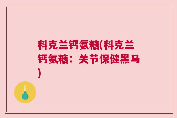 科克兰钙氨糖(科克兰钙氨糖：关节保健黑马)