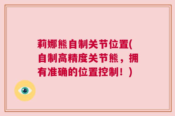莉娜熊自制关节位置(自制高精度关节熊,拥有准确的位置控制!)