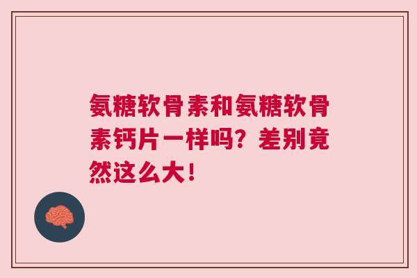 氨糖软骨素和氨糖软骨素钙片一样吗？差别竟然这么大！