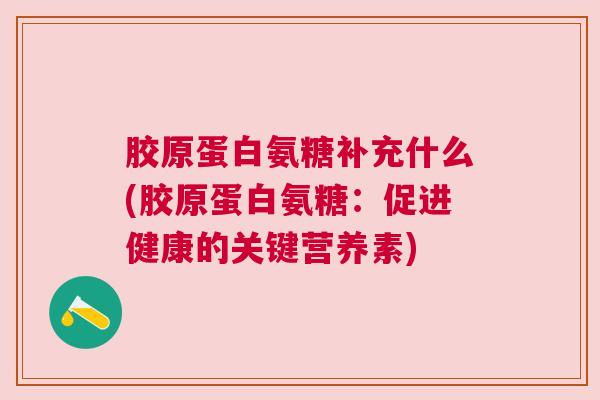 胶原蛋白氨糖补充什么(胶原蛋白氨糖：促进健康的关键营养素)