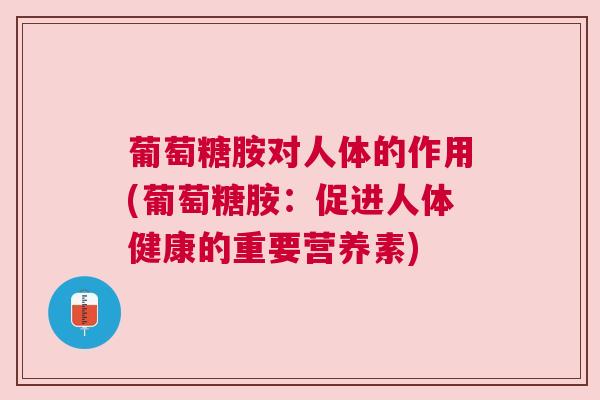 葡萄糖胺对人体的作用(葡萄糖胺:促进人体健康的重要营养素)