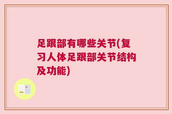 足跟部有哪些关节(复习人体足跟部关节结构及功能)