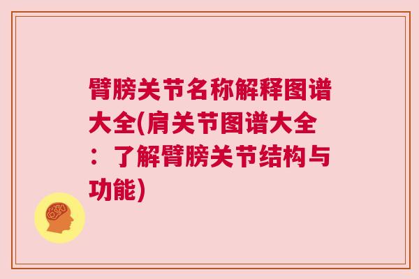 臂膀关节名称解释图谱大全(肩关节图谱大全:了解臂膀关节结构与功能) 臂膀关节名称解释图谱大全(肩关节图谱大全:了解臂膀关节结构与功能)