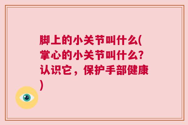 脚上的小关节叫什么(掌心的小关节叫什么?认识它,保护手部健康)