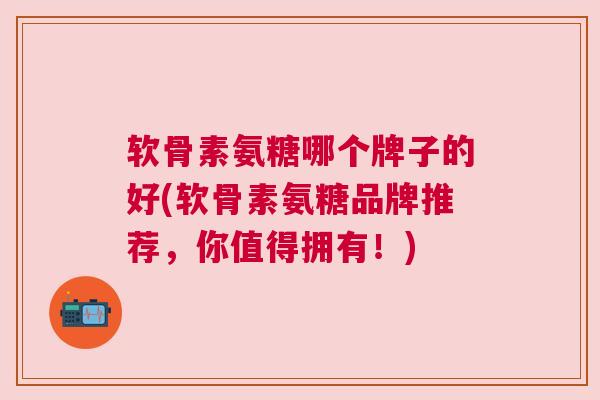 软骨素氨糖哪个牌子的好(软骨素氨糖品牌推荐,你值得拥有!)