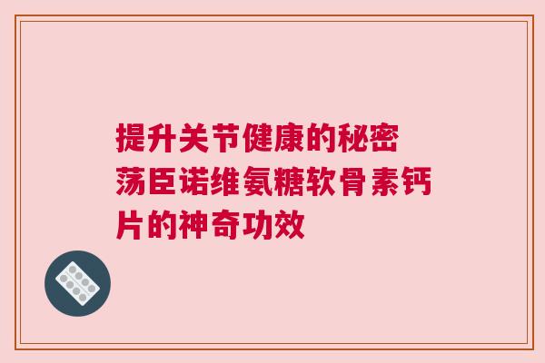 提升关节健康的秘密 荡臣诺维氨糖软骨素钙片的神奇功效 提升关节健康的秘密 荡臣诺维氨糖软骨素钙片的神奇功效