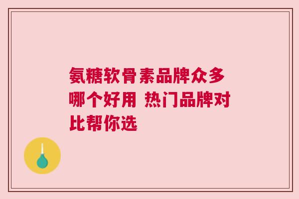 氨糖软骨素品牌众多 哪个好用 热门品牌对比帮你选