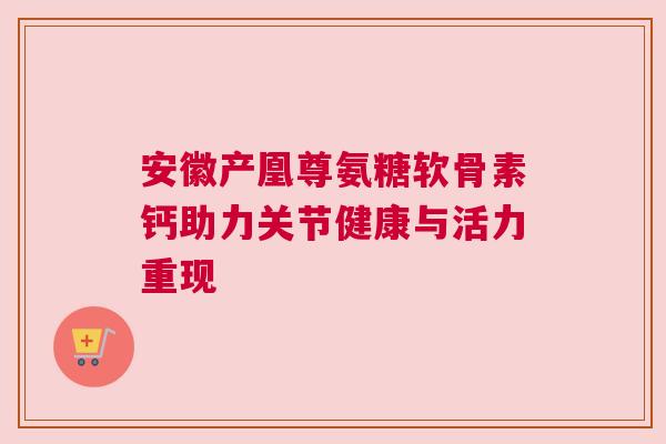 安徽产凰尊氨糖软骨素钙助力关节健康与活力重现