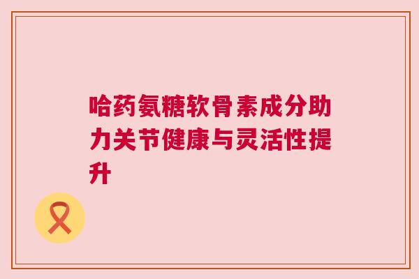 哈药氨糖软骨素成分助力关节健康与灵活性提升 哈药氨糖软骨素成分助力关节健康与灵活性提升