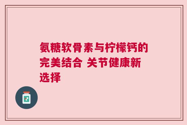氨糖软骨素与柠檬钙的完美结合 关节健康新选择