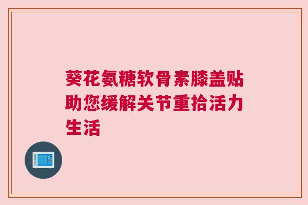 葵花氨糖软骨素膝盖贴助您缓解关节重拾活力生活 葵花氨糖软骨素膝盖贴助您缓解关节重拾活力生活
