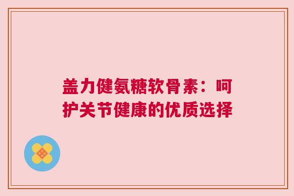 盖力健氨糖软骨素：呵护关节健康的优质选择