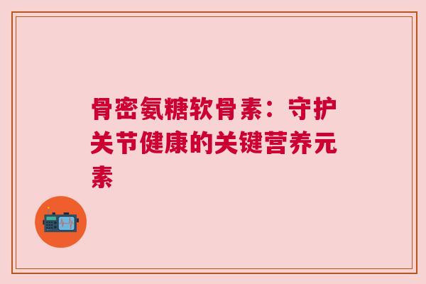 骨密氨糖软骨素：守护关节健康的关键营养元素