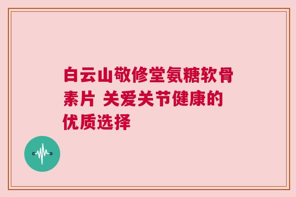 白云山敬修堂氨糖软骨素片 关爱关节健康的优质选择