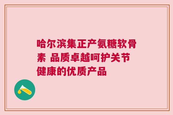 哈尔滨集正产氨糖软骨素 品质卓越呵护关节健康的优质产品