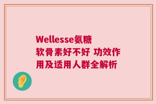 Wellesse氨糖软骨素好不好 功效作用及适用人群全解析