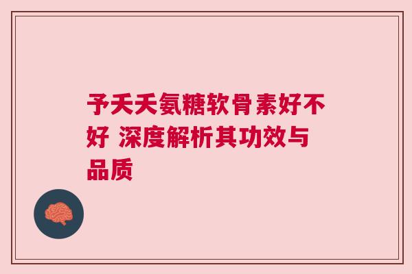 予夭夭氨糖软骨素好不好 深度解析其功效与品质