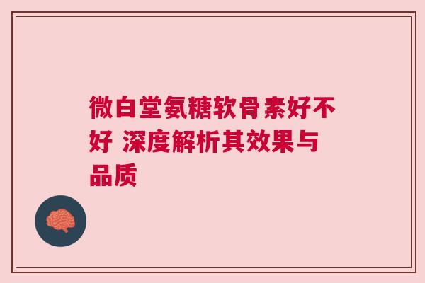 微白堂氨糖软骨素好不好 深度解析其效果与品质