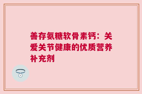 善存氨糖软骨素钙：关爱关节健康的优质营养补充剂