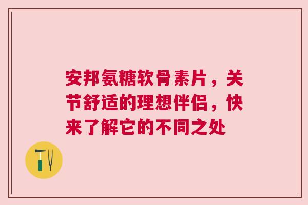 安邦氨糖软骨素片，关节舒适的理想伴侣，快来了解它的不同之处