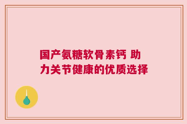 国产氨糖软骨素钙 助力关节健康的优质选择