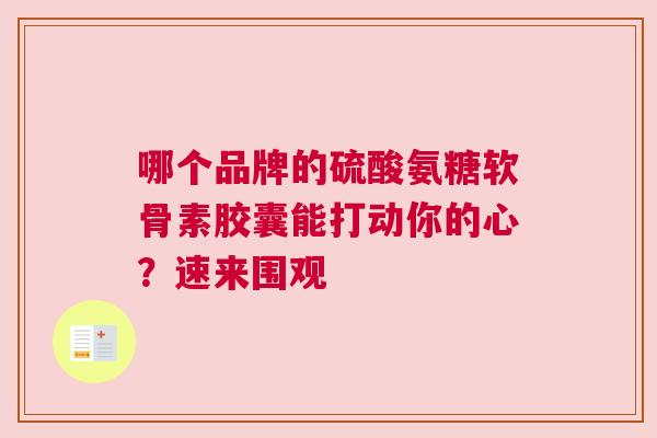 哪个品牌的硫酸氨糖软骨素胶囊能打动你的心？速来围观