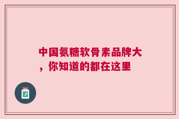 中国氨糖软骨素品牌大，你知道的都在这里