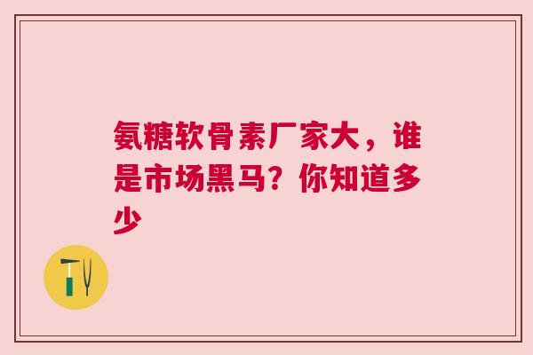 氨糖软骨素厂家大，谁是市场黑马？你知道多少