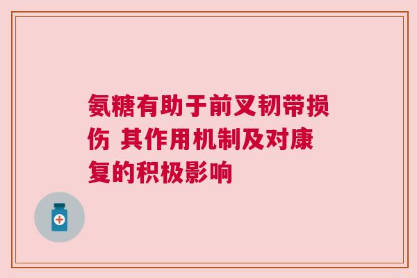 氨糖有助于前叉韧带损伤 其作用机制及对康复的积极影响
