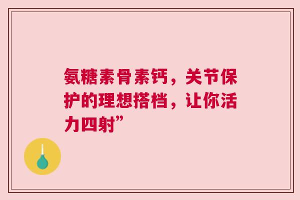 氨糖素骨素钙,关节保护的理想搭档,让你活力四射”