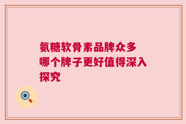 氨糖软骨素品牌众多 哪个牌子更好值得深入探究
