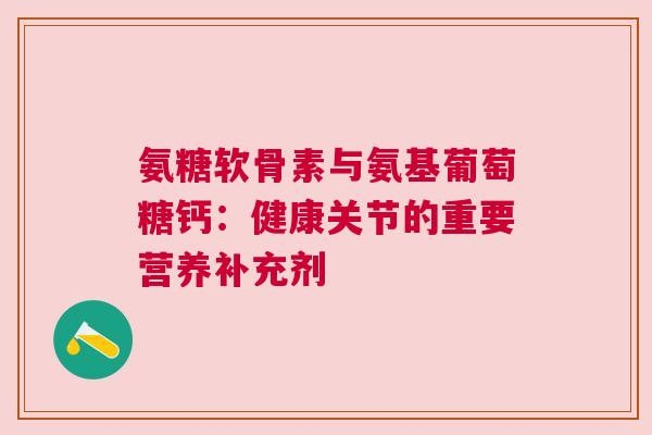 氨糖软骨素与氨基葡萄糖钙：健康关节的重要营养补充剂