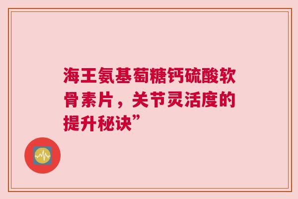 海王氨基萄糖钙硫酸软骨素片，关节灵活度的提升秘诀”