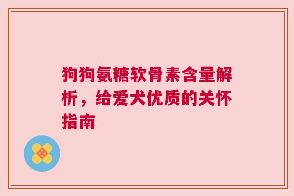 狗狗氨糖软骨素含量解析，给爱犬优质的关怀指南