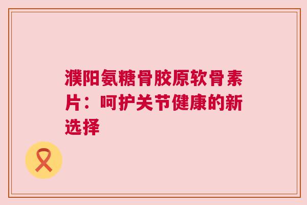 濮阳氨糖骨胶原软骨素片：呵护关节健康的新选择