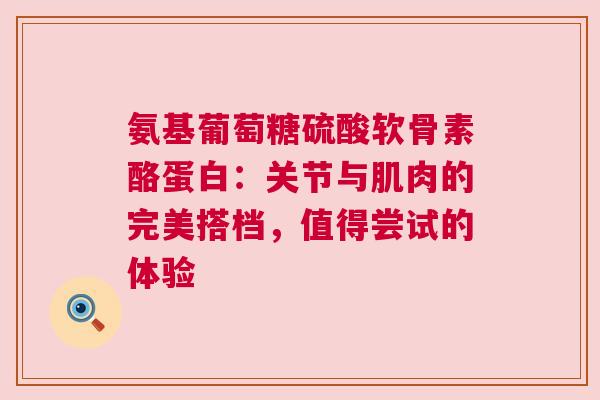 氨基葡萄糖硫酸软骨素酪蛋白：关节与肌肉的完美搭档，值得尝试的体验