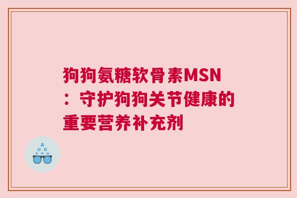 狗狗氨糖软骨素MSN：守护狗狗关节健康的重要营养补充剂
