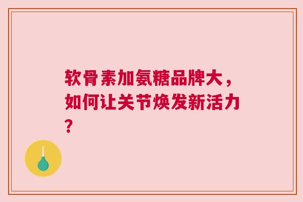 软骨素加氨糖品牌大，如何让关节焕发新活力？
