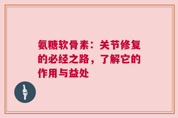 氨糖软骨素：关节修复的必经之路，了解它的作用与益处
