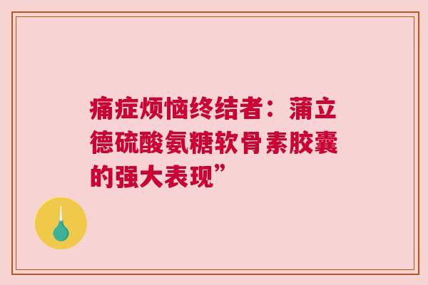 痛症烦恼终结者：蒲立德硫酸氨糖软骨素胶囊的强大表现”
